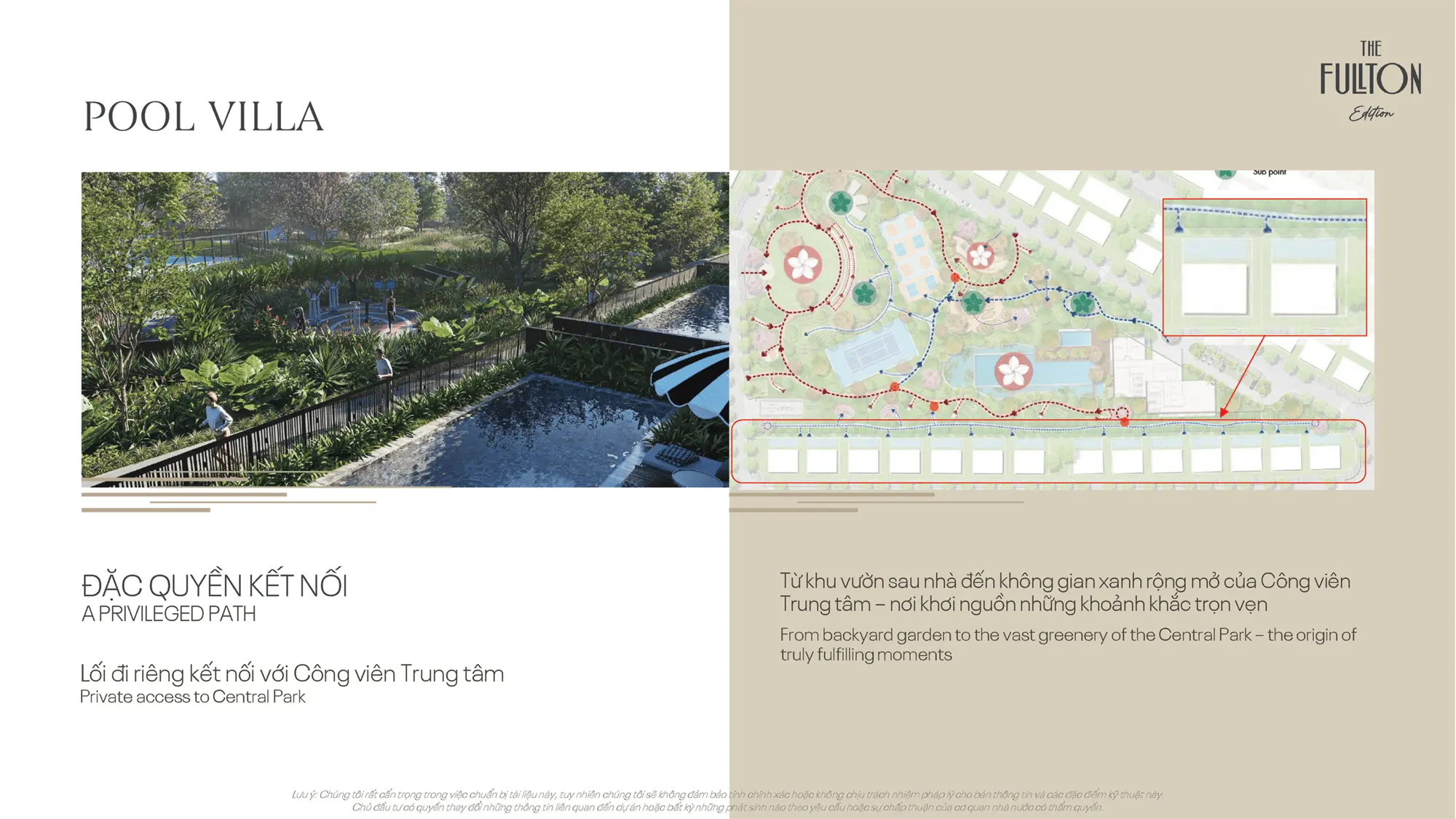 Đặc quyền kết nối riêng từ Pool Villa The Fullton đến công viên trung tâm, mở ra không gian xanh bất tận cho gia đình bạn Đặc quyền kết nối riêng từ Pool Villa The Fullton đến công viên trung tâm, mở ra không gian xanh bất tận cho gia đình bạn