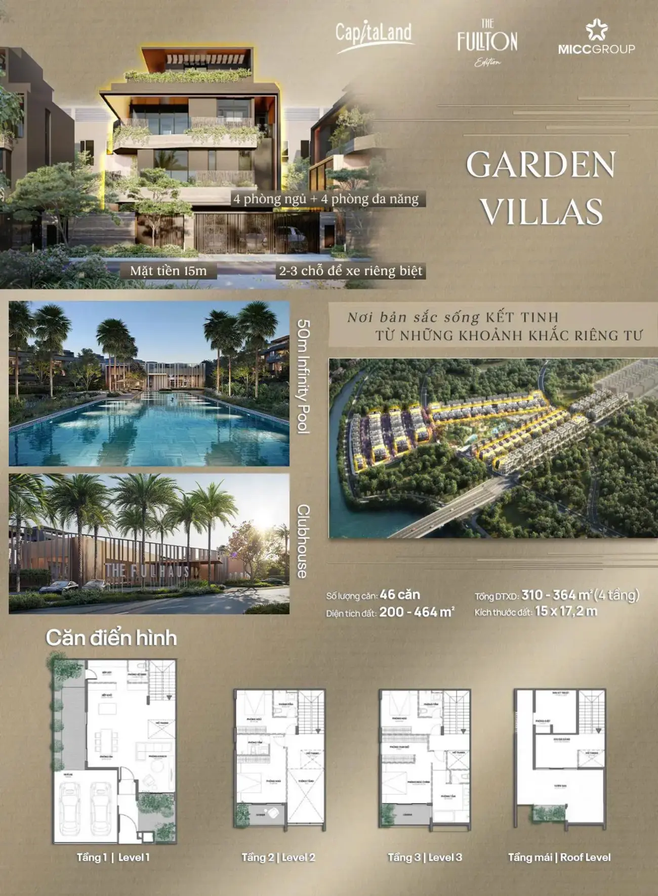 Biệt thự Garden Villa: Hội tụ không gian sống xanh, tiện ích đẳng cấp, mặt tiền 15m, 4 tầng thông thoáng.
