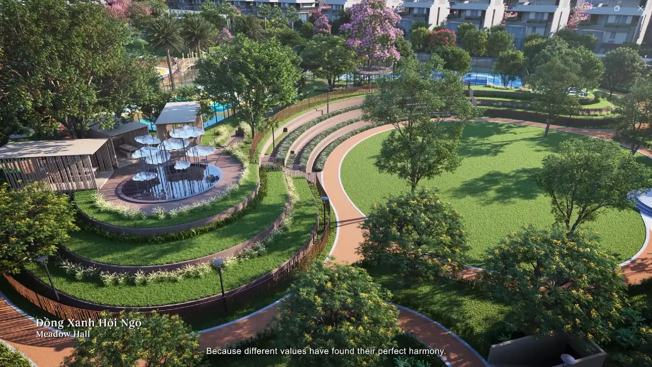 Công viên trung tâm 1.9 ha tại The Fullton, biểu tượng của không gian sống xanh và bền vững.