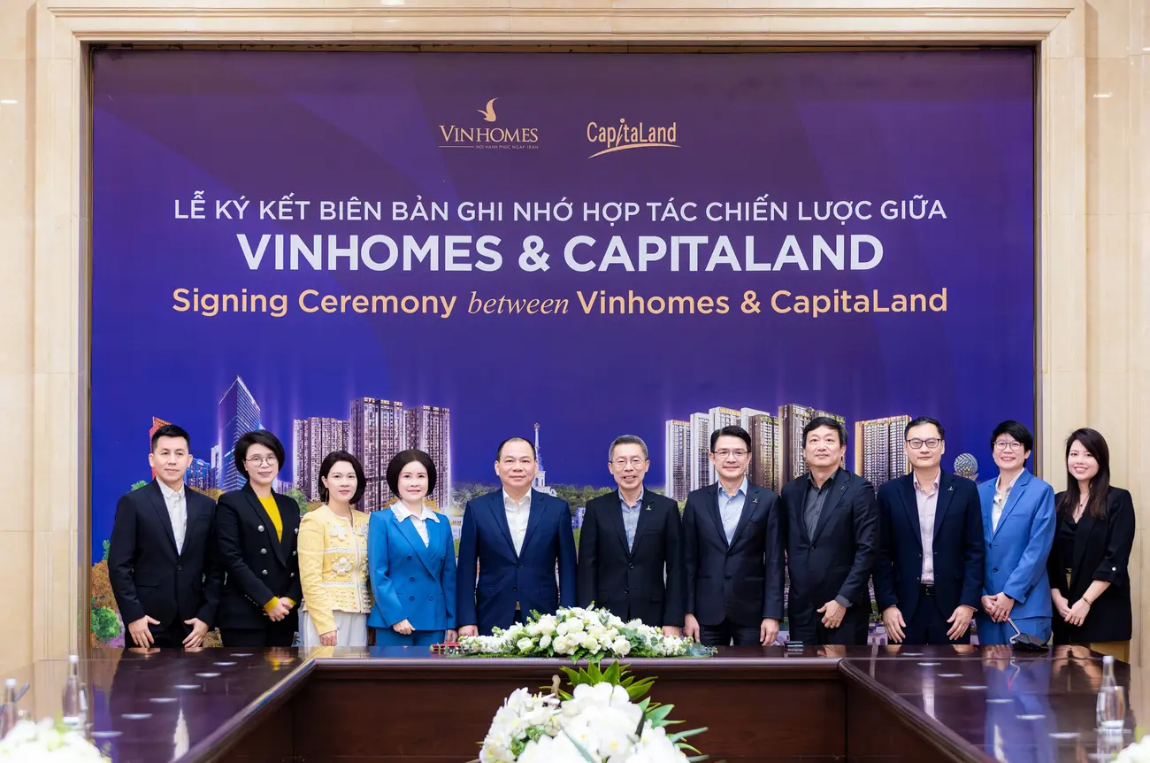 Lễ ký kết hợp tác chiến lược giữa Vinhomes và CapitaLand, mở đường cho sự phát triển bất động sản tại Việt Nam.