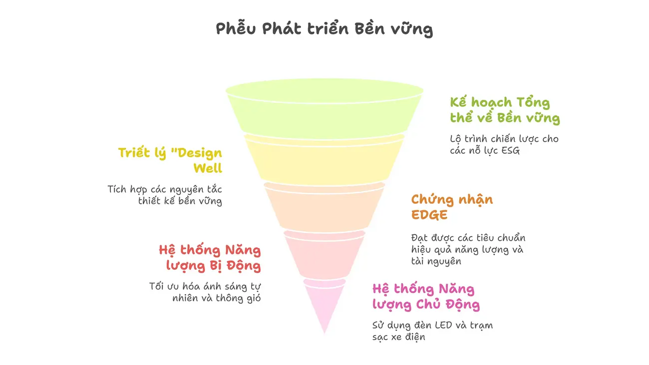 Phễu Phát Triển Bền Vững của The Fullton: Kế hoạch toàn diện đạt chứng nhận xanh EDGE.